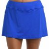 Women * | Unique 24Th & Ocean: Plus Solid Swim Skort Bottom Sapphire