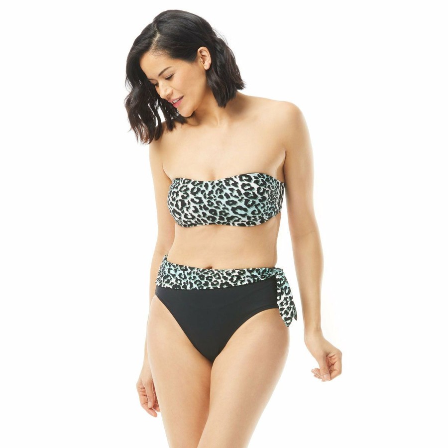 Women * | Original Carmen Marc Valvo: Isola Jaguar Reversible Bandeau Bikini Top Black