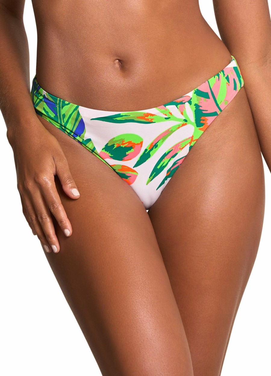 Women * | Exclusive Design Maaji: Greenleaf Sublimity Classic High Leg Bikini Bottom White