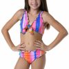 Kids * | Store Hobie Girls: Riding Waves Bralette Bikini Set Multi