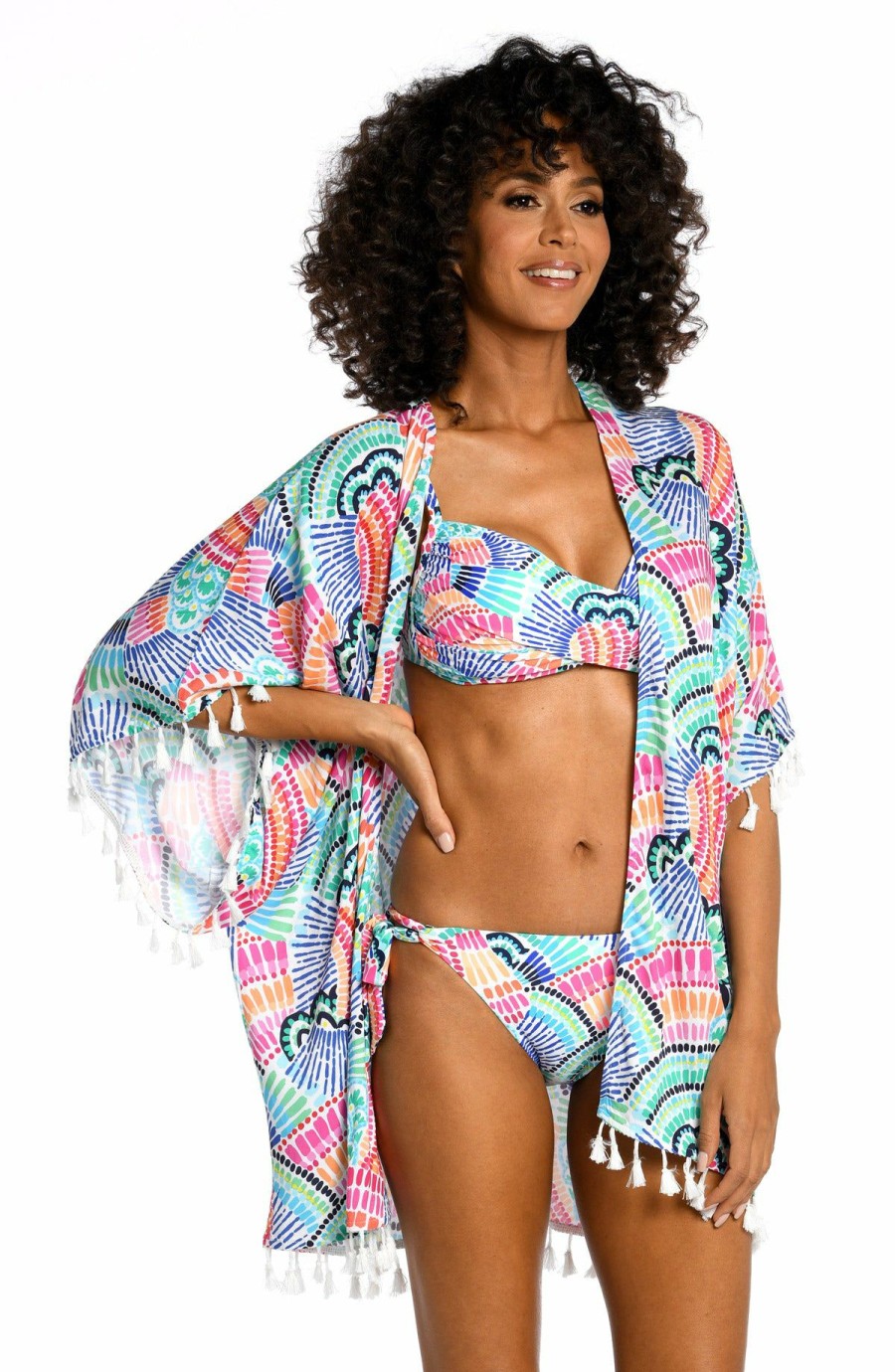 Clothing * | Low Price La Blanca: Waves Of Color Open Front Kimono