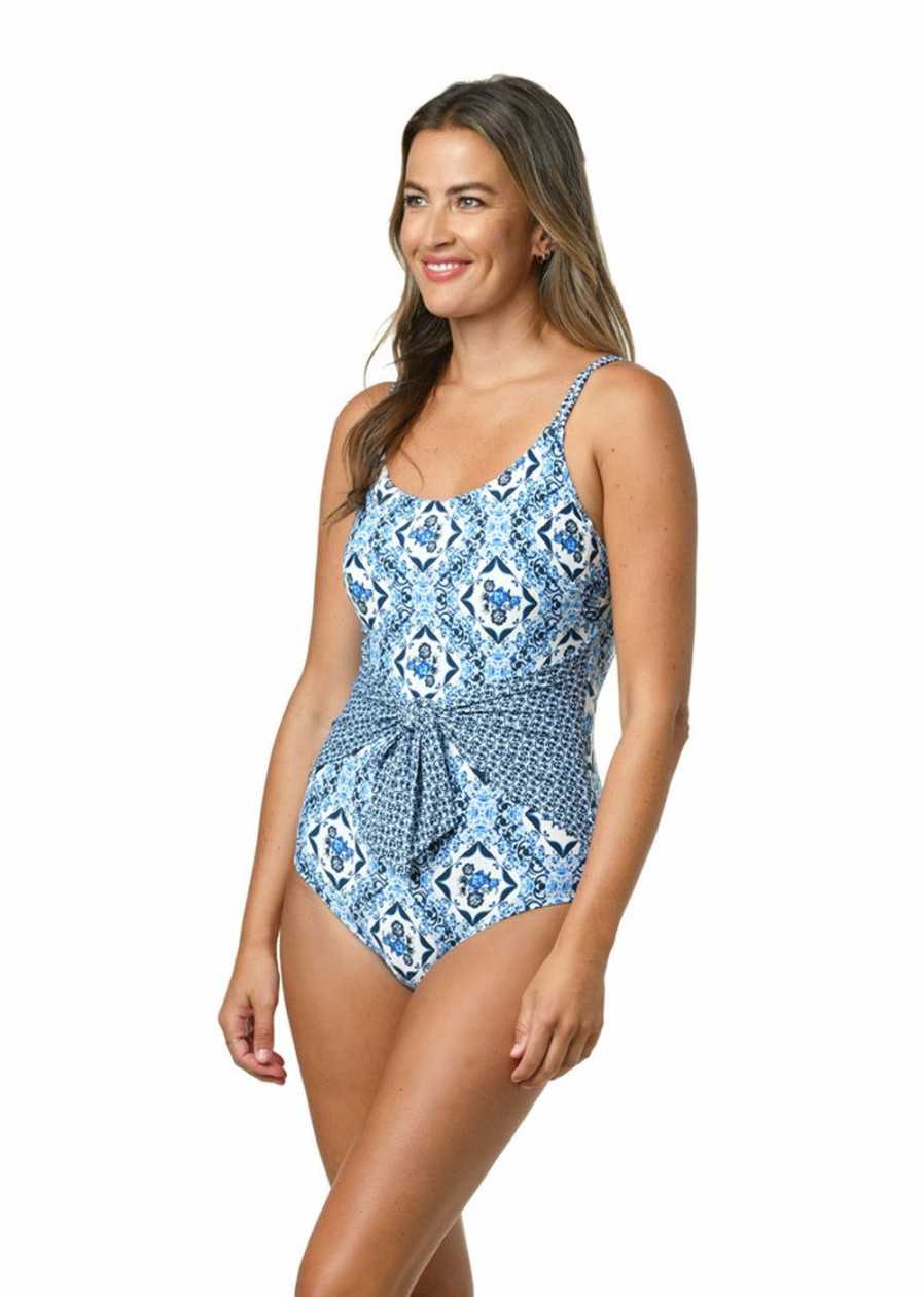 Women * | Store Jantzen: One Piece Sunset Ceramic Marlene Wrap Mio Azure