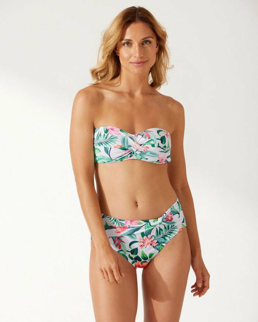 Women * | Best Sale Tommy Bahama: Tropi-Calling Twist Front Bandeau Top White