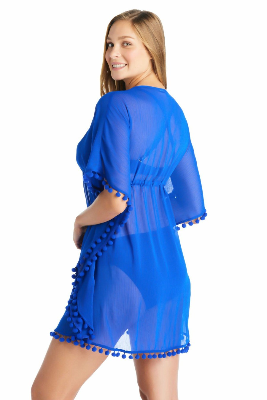 Clothing * | Store Bleu: Solid Gypset Caftan Cover Up Cobalt