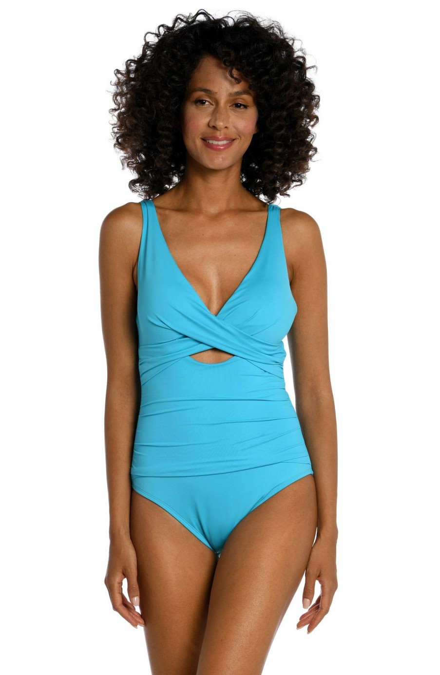 Women * | Low Price La Blanca: One Piece Island Goddess Cross Front Keyhole Mio Azul