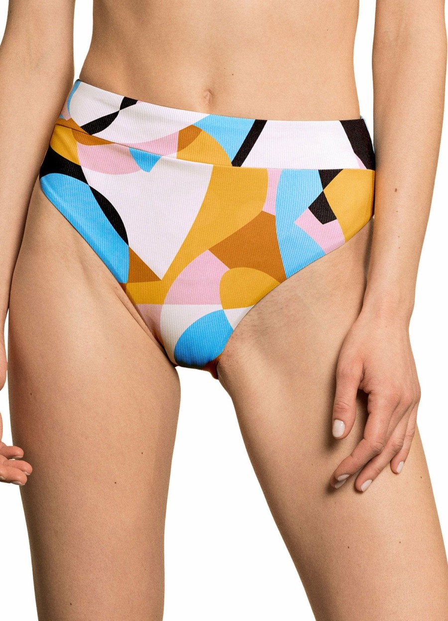 Women * | Unique Maaji: Picasso Suze Q High Rise / High Leg Bikini Bottom Multi