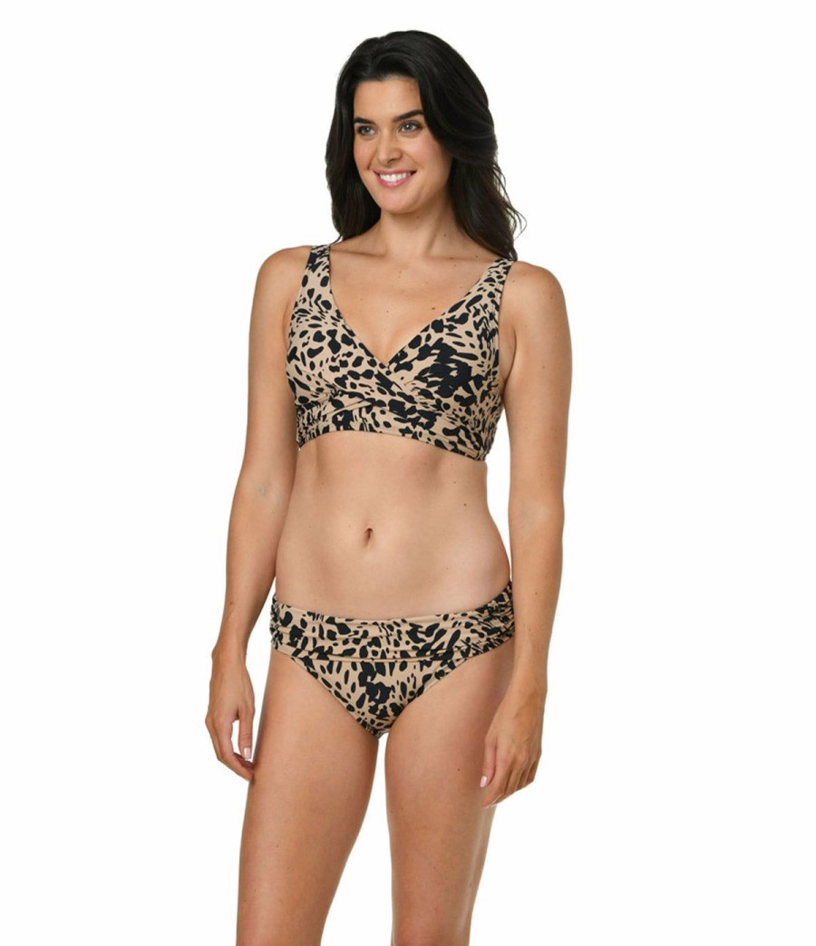 Women * | Official Jantzen: Wild Camouflage Vera Surplice Bra Black