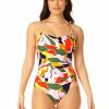 Women * | Exclusive Design Anne Cole: One Piece Palm Party Twist Front Bandeau Multi