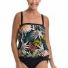 Women * | Exclusive Design Maxine: Palms & Fronds Blouson Tankini Top Multi