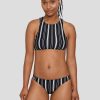 Women * | Original Polo: Urban Stripe X-Back High Neck Bikini Top Black/White