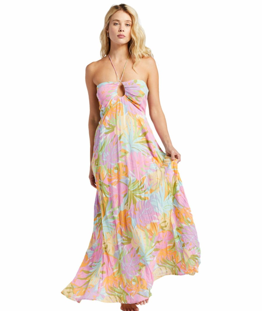 Clothing * | Official Billabong: So Groovy Halter Maxi Dress Wmu