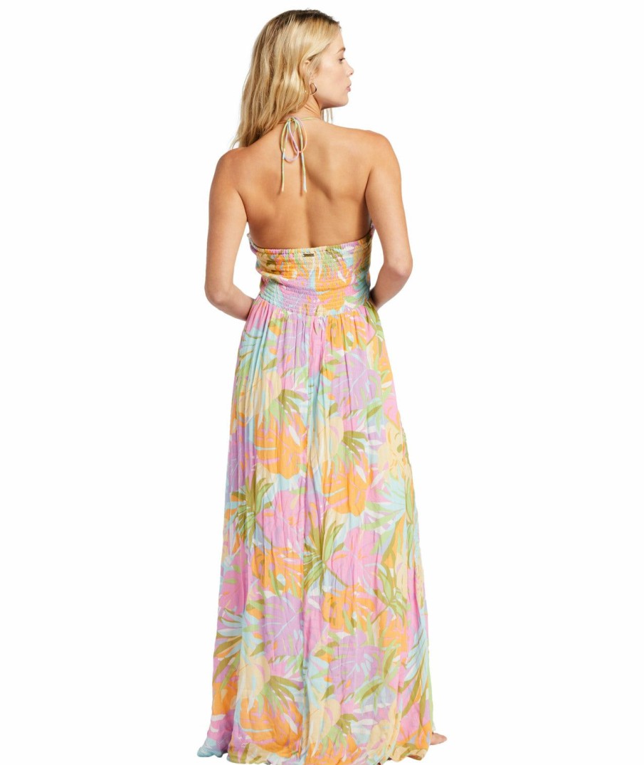 Clothing * | Official Billabong: So Groovy Halter Maxi Dress Wmu