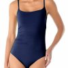 Women * | Best Sale Anne Cole: One Piece Solid Shirred Lingerie Maillot Navy