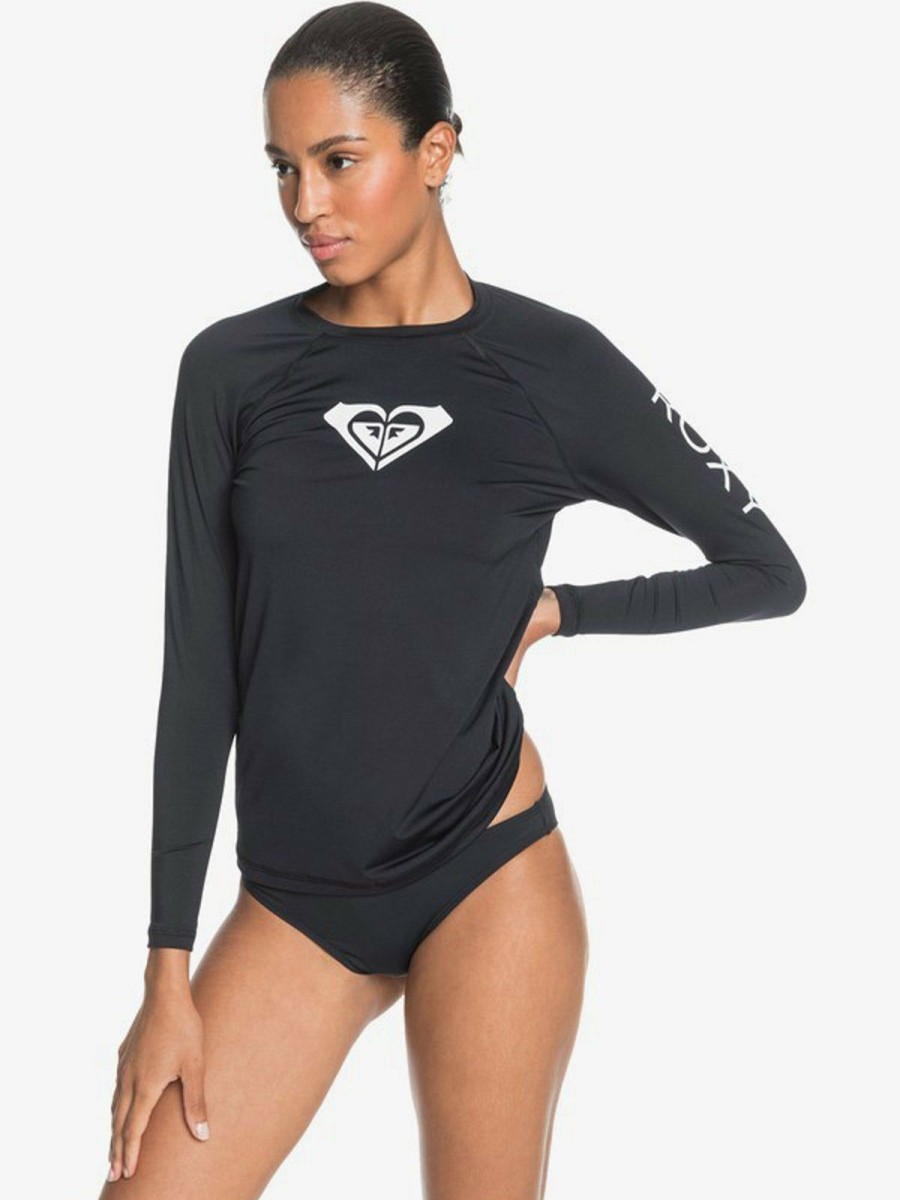 Women * | Sale Online Roxy: Beach Classics Long Sleeve Upf 50 Rashguard Black