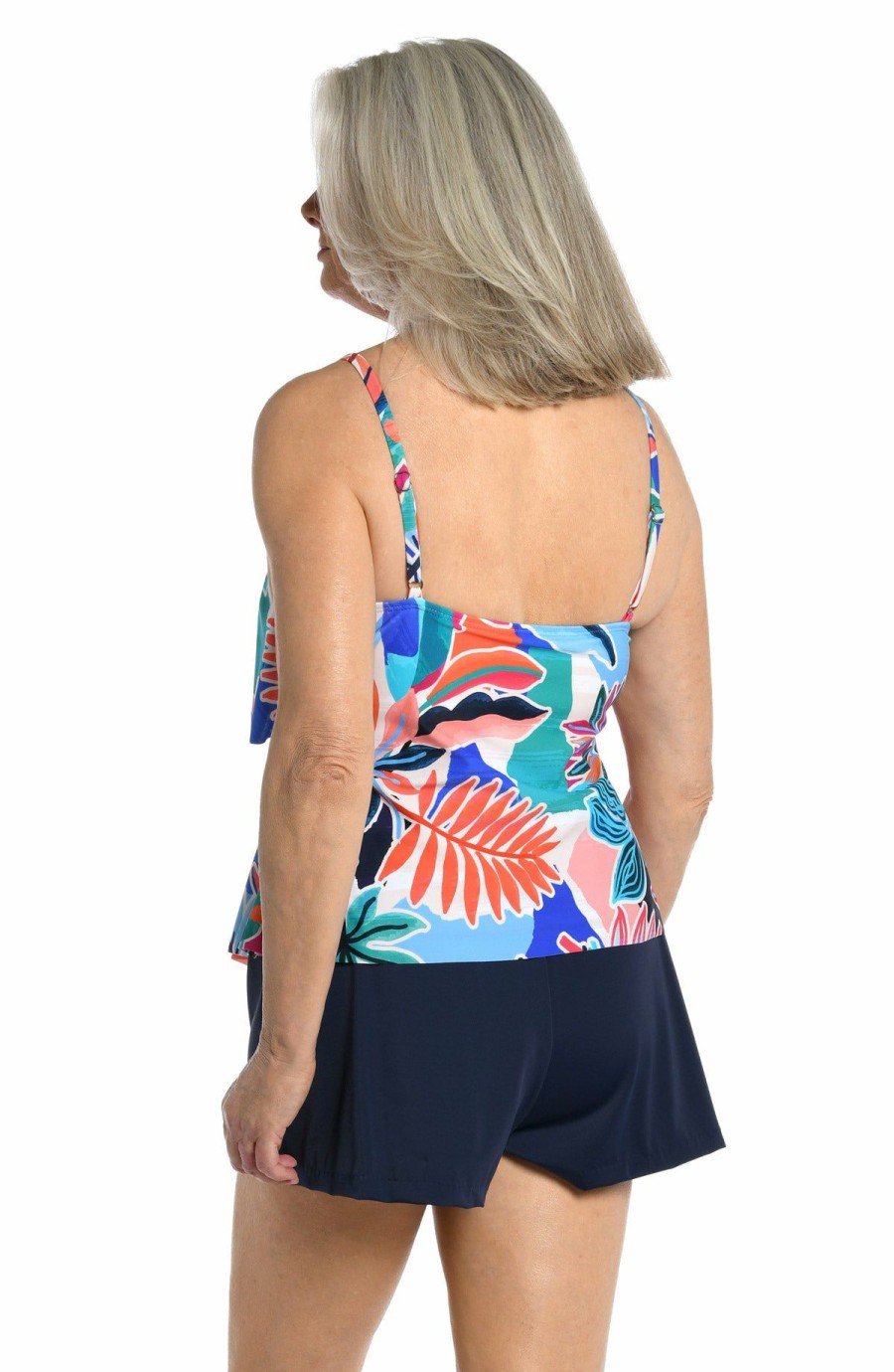 Women * | Official Maxine: Tropical Abstraction Tiered Tankini Top Multi