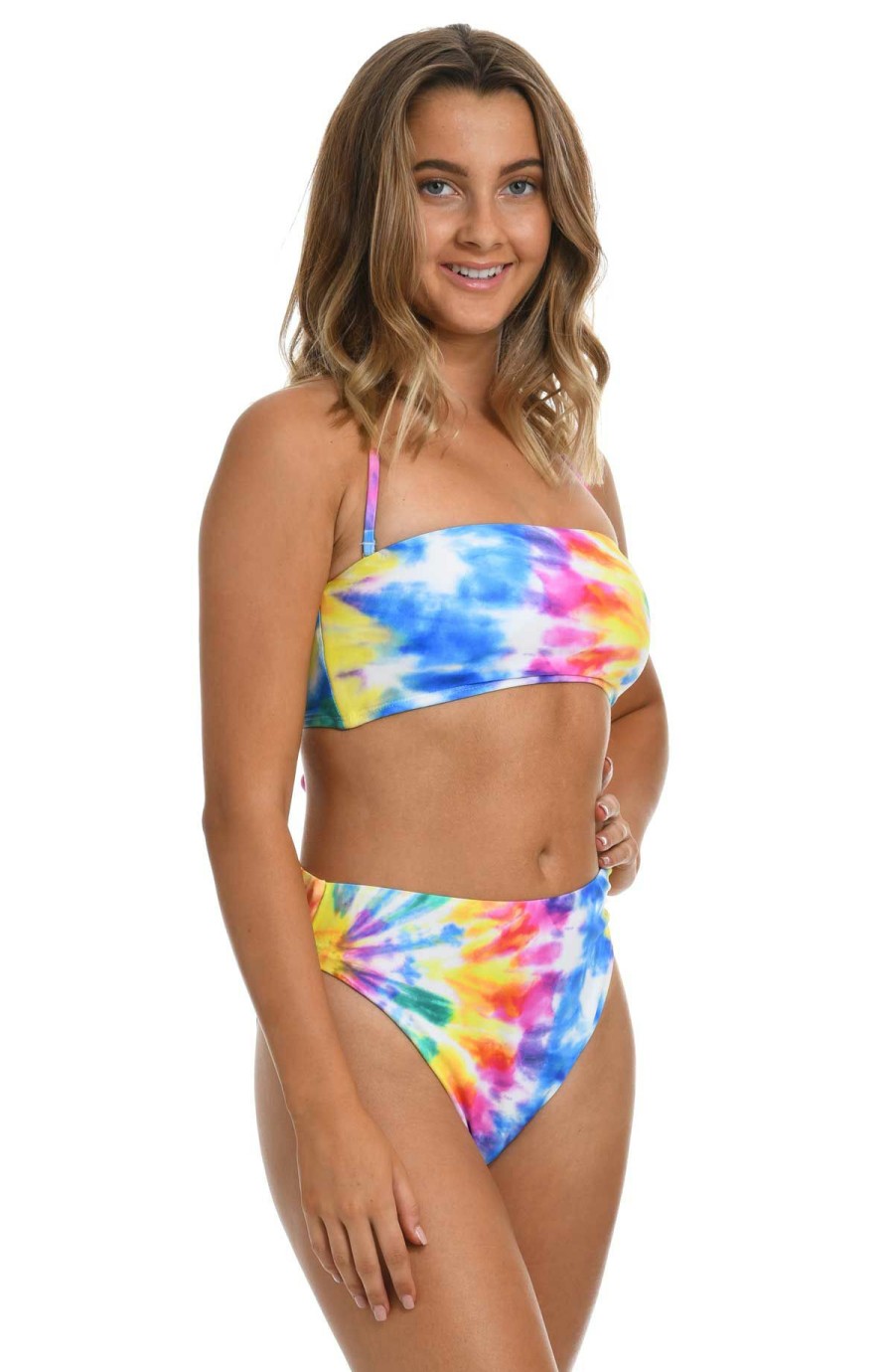 Women * | New Hobie: To Dye For Clean Bandeau Bikini Top Multi