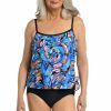 Women * | Limited Edition Maxine: One Piece Feathers & Flair Faux Tankini Swimsuit Multi