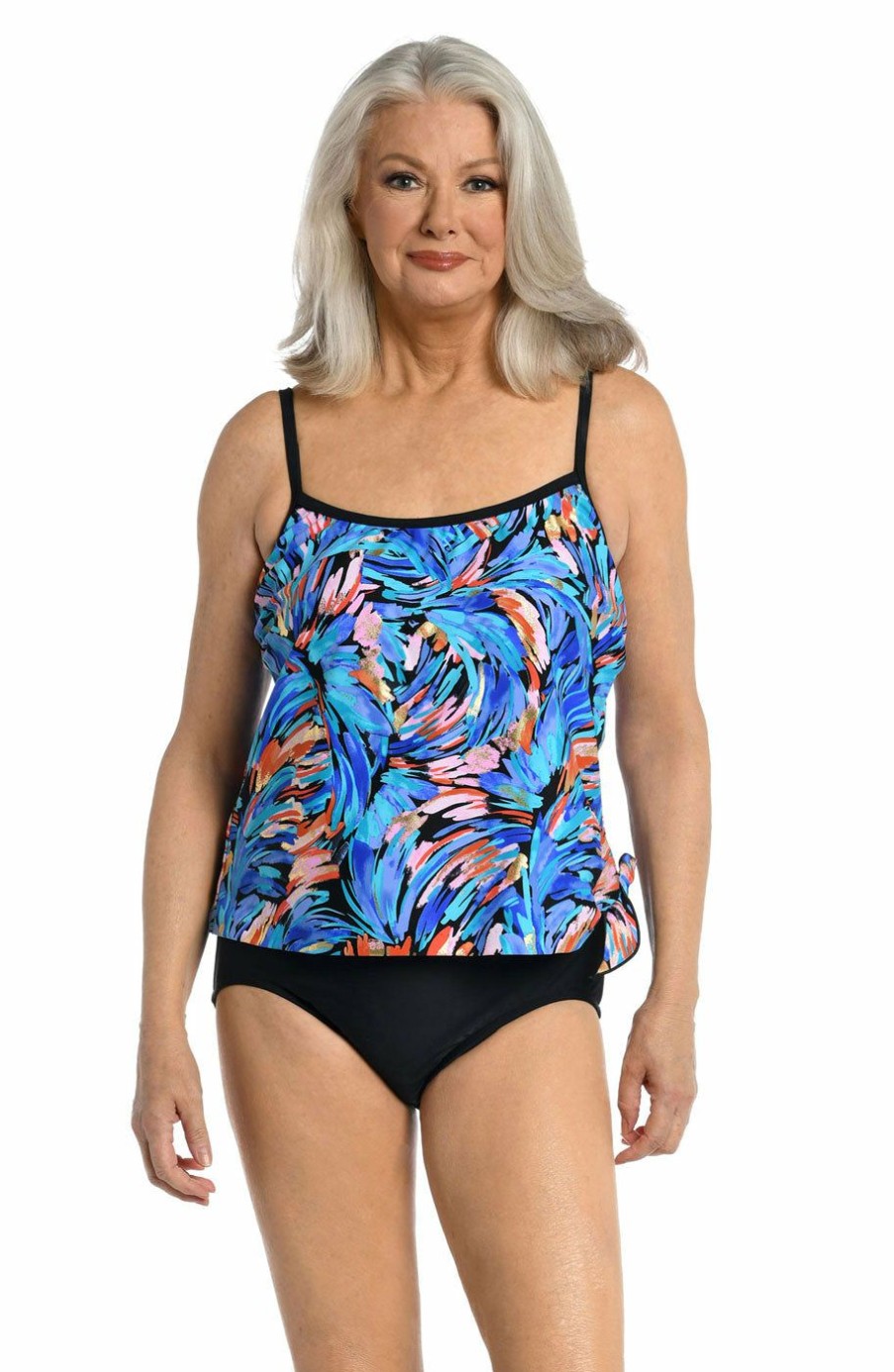 Women * | Limited Edition Maxine: One Piece Feathers & Flair Faux Tankini Swimsuit Multi