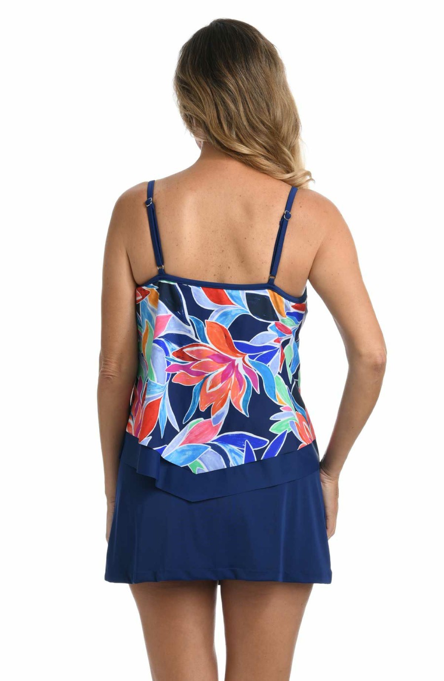 Women * | Opening Sales Maxine: Jungle Vines Flutter Hem Tankini Top Multi