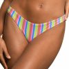 Women * | Opening Sales Maaji: Rainbow Stripe Reversible Flirt Thin Side Bikini Bottom Multi