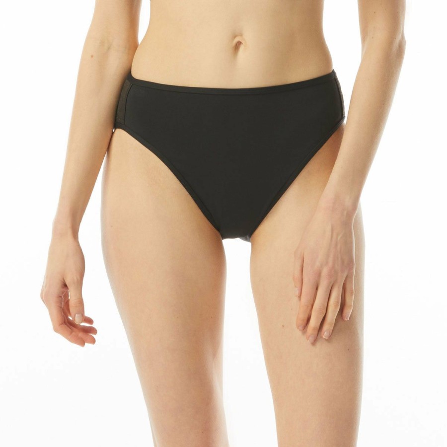 Women * | High Quality Michael Michael Kors: Solid High Leg Bikini Bottom Black