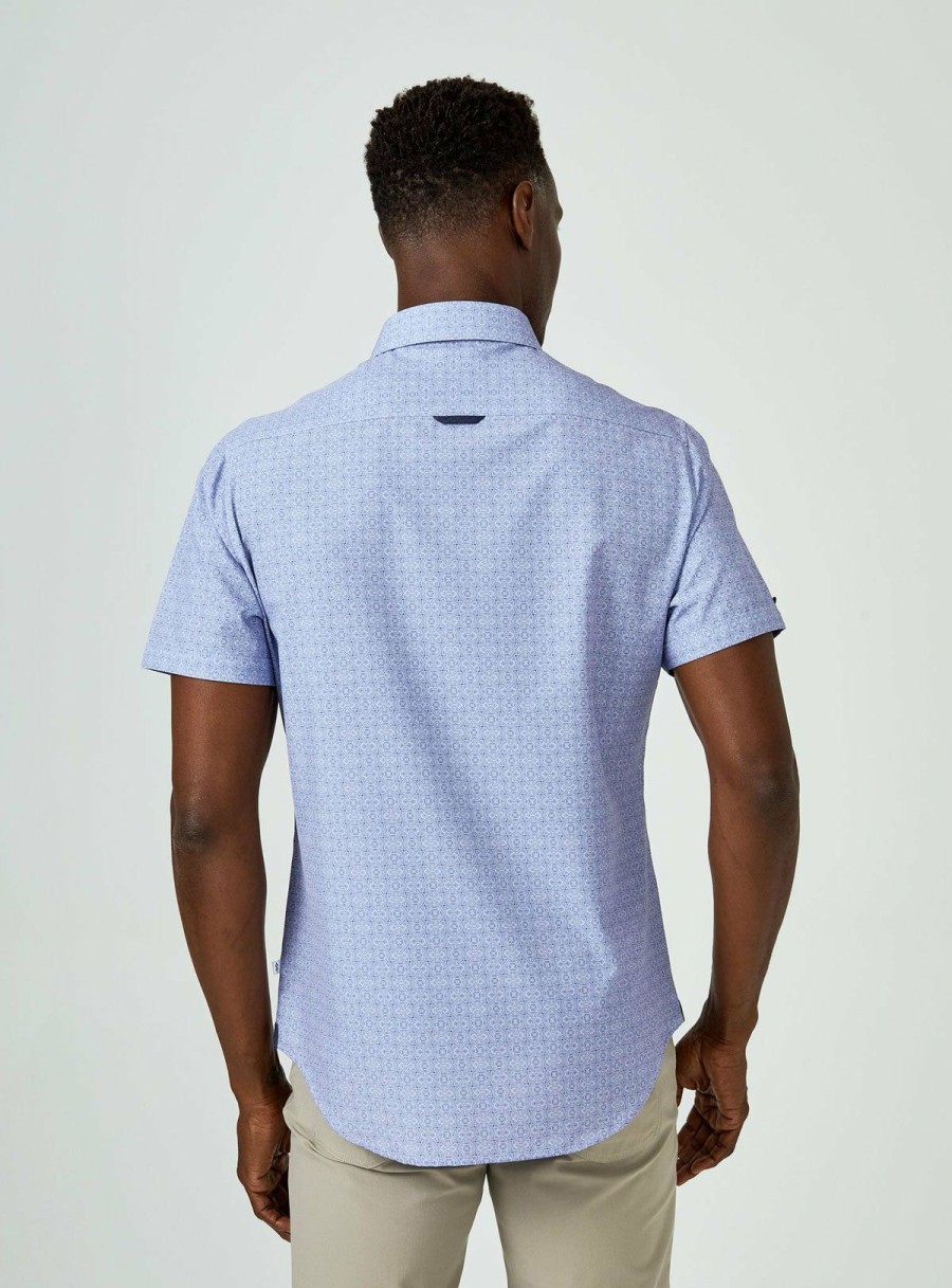 Men * | Exclusive Design 7 Diamonds: Casablamca Short Sleeve Shirt Blue