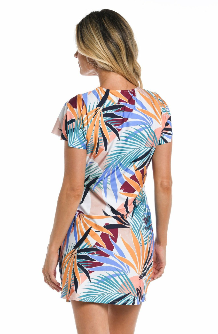 Clothing * | Low Price 24Th & Ocean: To The Tropics Flutter Sleeve Wrap Dress Cover Up Multi