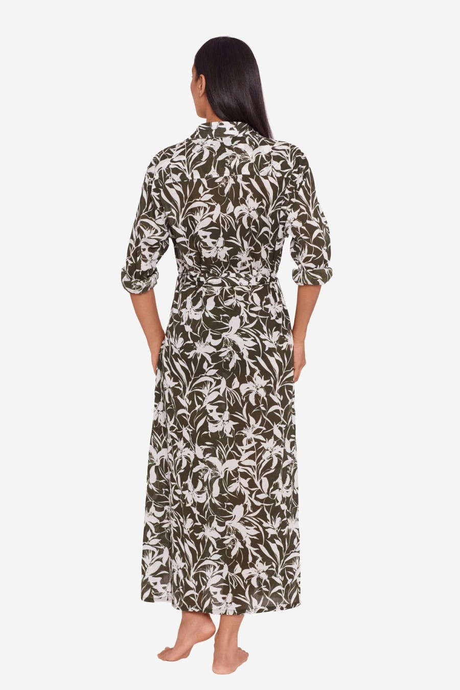 Clothing * | Limited Edition Lauren: Tropic Monotone Midi Beach Dress Olive