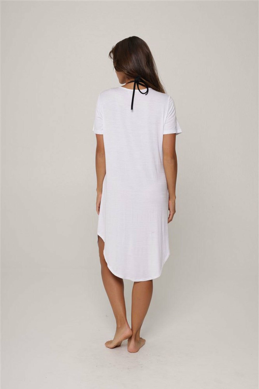 Clothing * | Original J.Valdi: Kira Midi T-Shirt Dress White