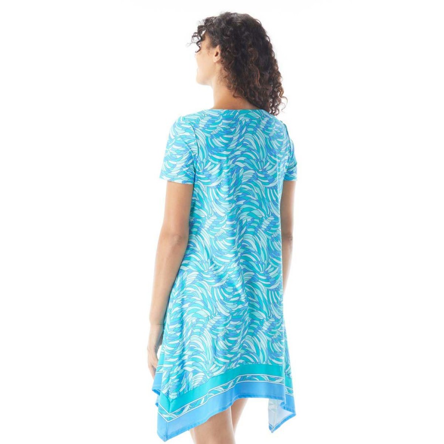 Clothing * | Official Beach House Style: Delray Scarf Hem T-Shirt Dress Surfblue