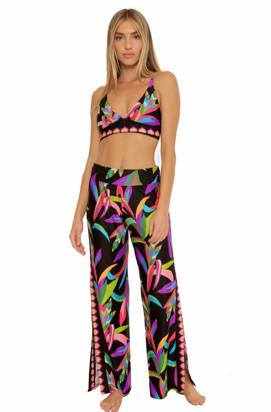 Clothing * | Unique Trina Turk: Birds Of Paradise Split Leg Pant Multi