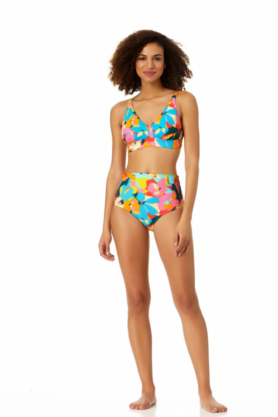 Women * | Best Sale Anne Cole: Plumeria Easy Traingle Swim Top Multi