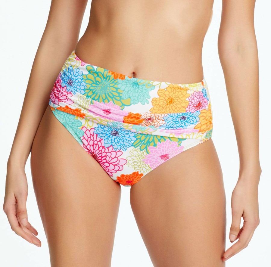 Women * | New Bleu: Fresh Picks Shirred High Waist Bikini Bottom Multi