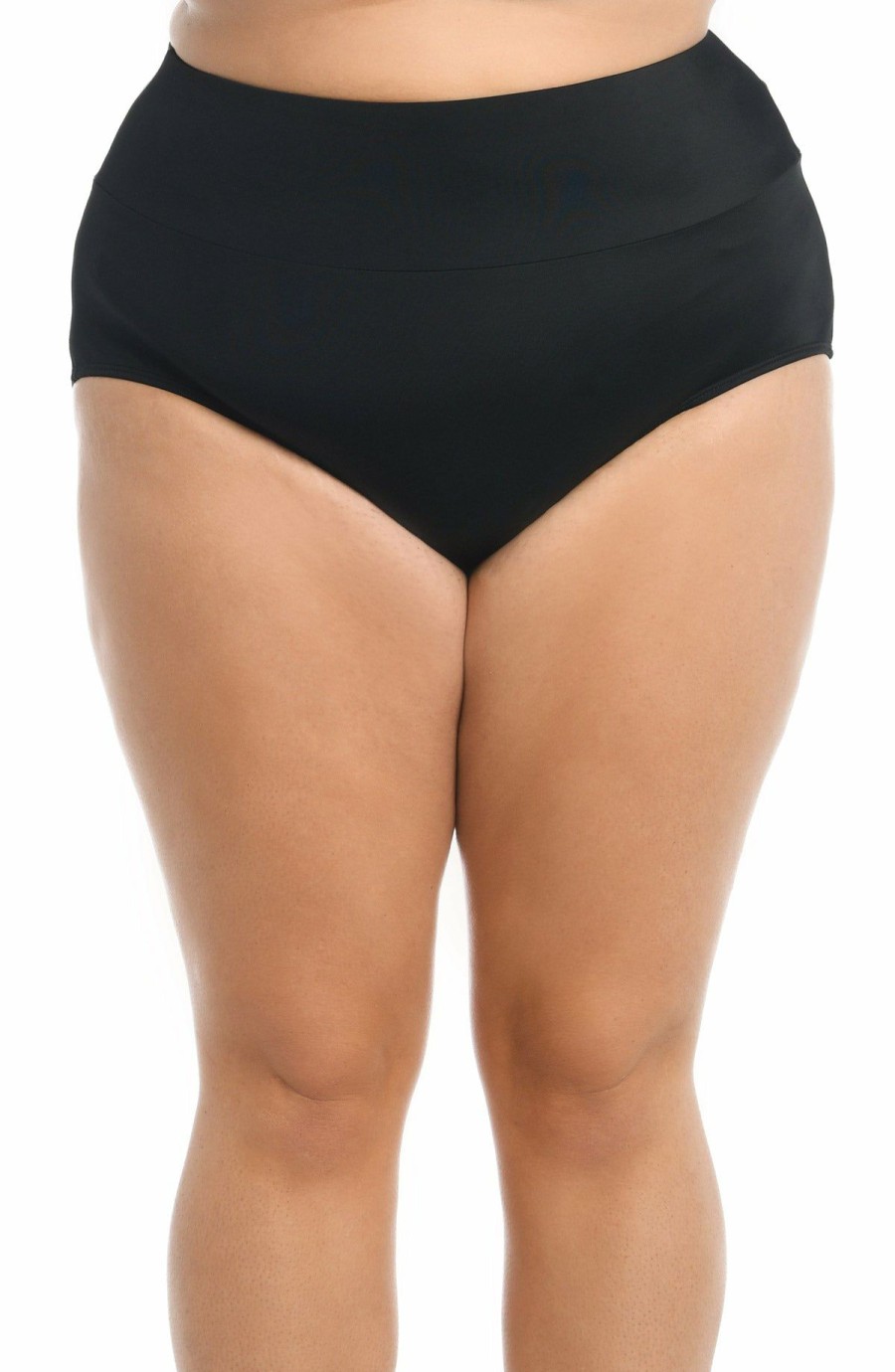 Women * | Opening Sales Maxine Plus Solid Wide Band Full Brief Black