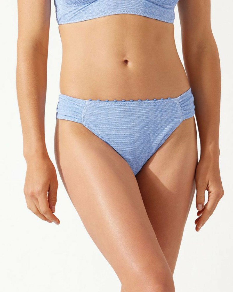 Women * | Low Price Tommy Bahama: Island Clays Abalone Reversible Hipster Bikini Bottom Blu Rev