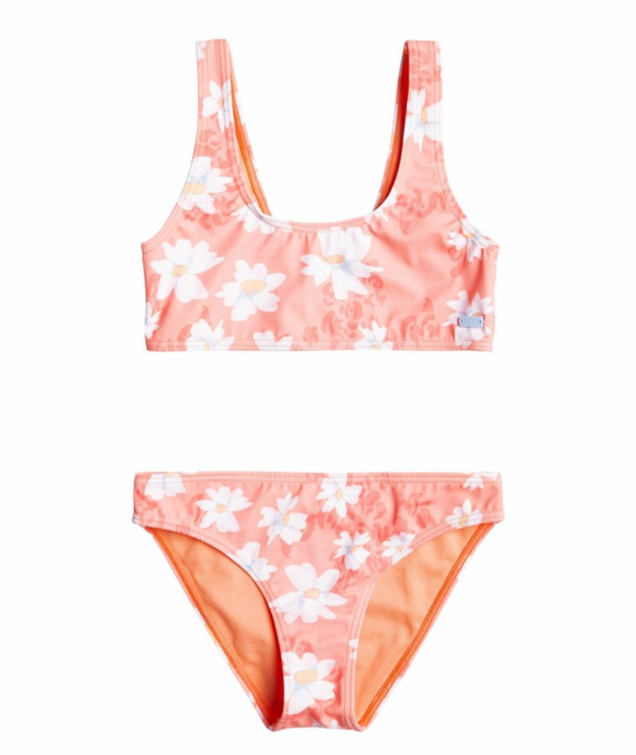 Kids * | Special Offers Roxy: Girl'S 7-16 Salty Flower Bralette Bikini Set Xmyb