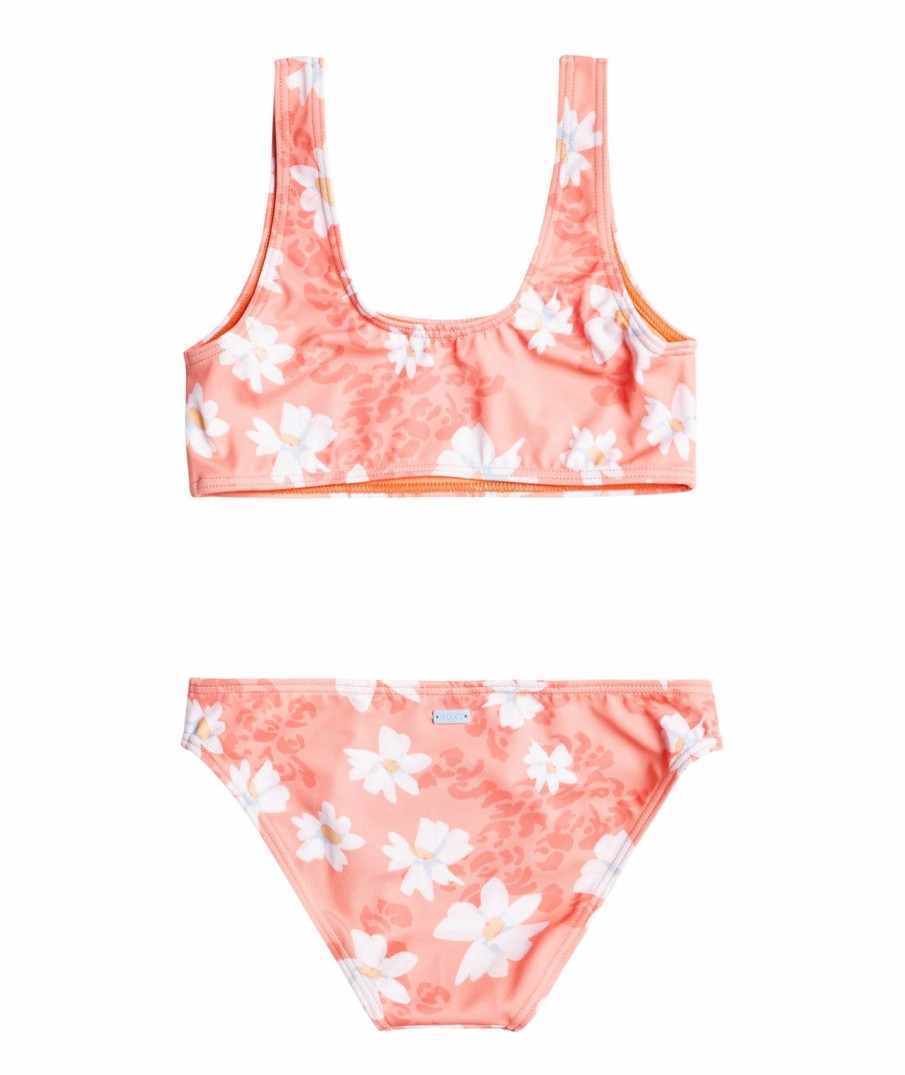 Kids * | Special Offers Roxy: Girl'S 7-16 Salty Flower Bralette Bikini Set Xmyb