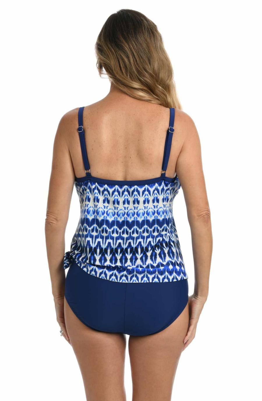 Women * | Best Sale Maxine: One Piece Ikat Isle Faux Tankini Navy