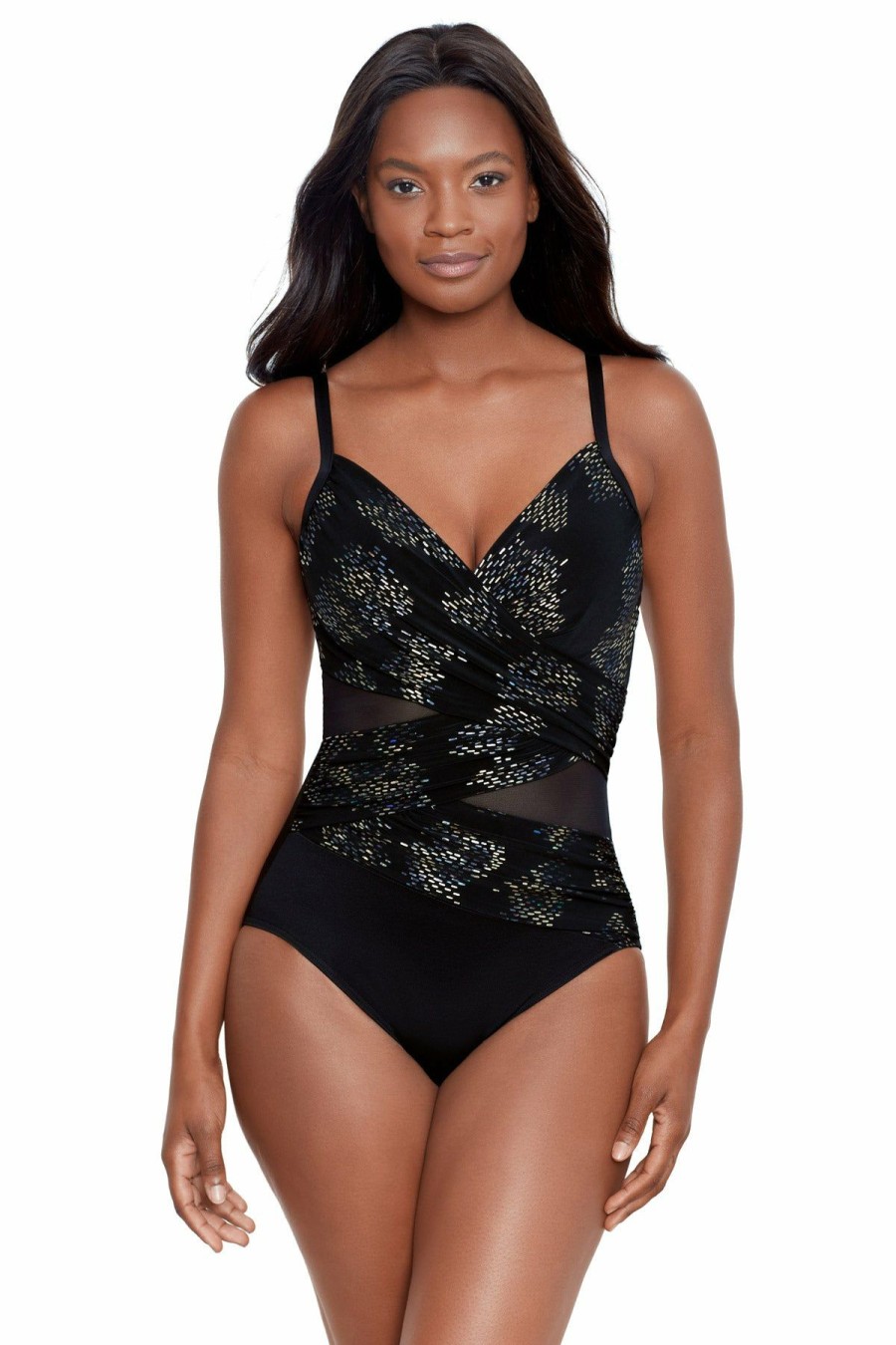 Women * | Original Miraclesuit: One Piece Iridium Mystique Swimsuit Black Multi