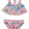 Kids * | Store Hobie Girls: Island Floral Flounce Bralette Set Blush