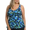 Women * | Low Price Maxine: Plus Dandelion Fields Empire Tankini Top Black