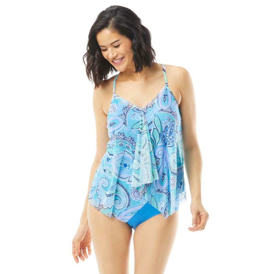 Women * | Limited Edition Beach House: Bay Dreaming Kerry Mesh Layer Tankini Top Par Peri