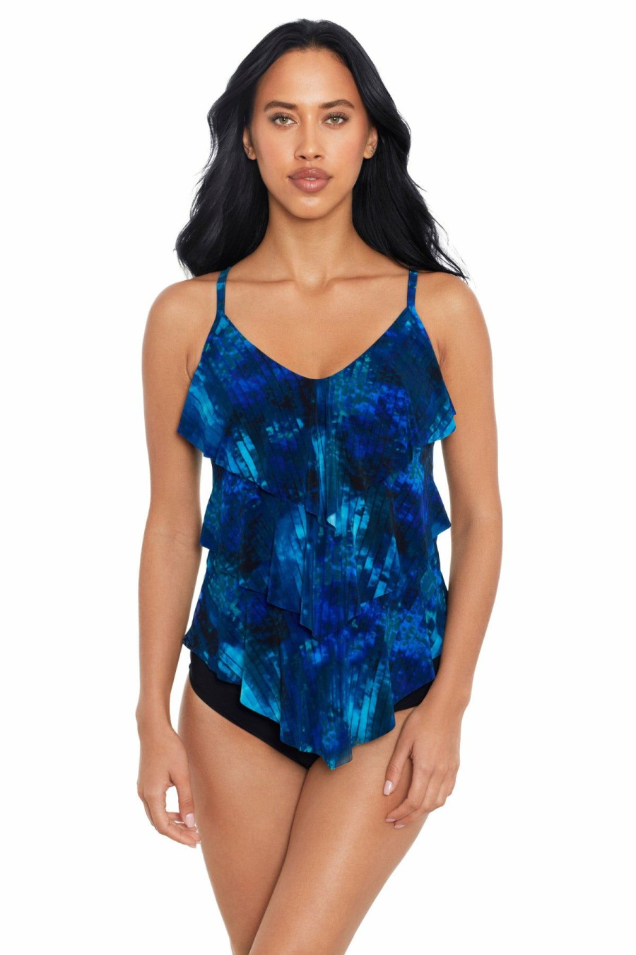 Women * | Sale Online Magicsuit: Hazy Daze Rita Triple Tiered Tankini Top Blu/Mul