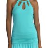 Women * | Original La Blanca: Island Goddess Solid Keyhole High Neck Tankini Top Aqua