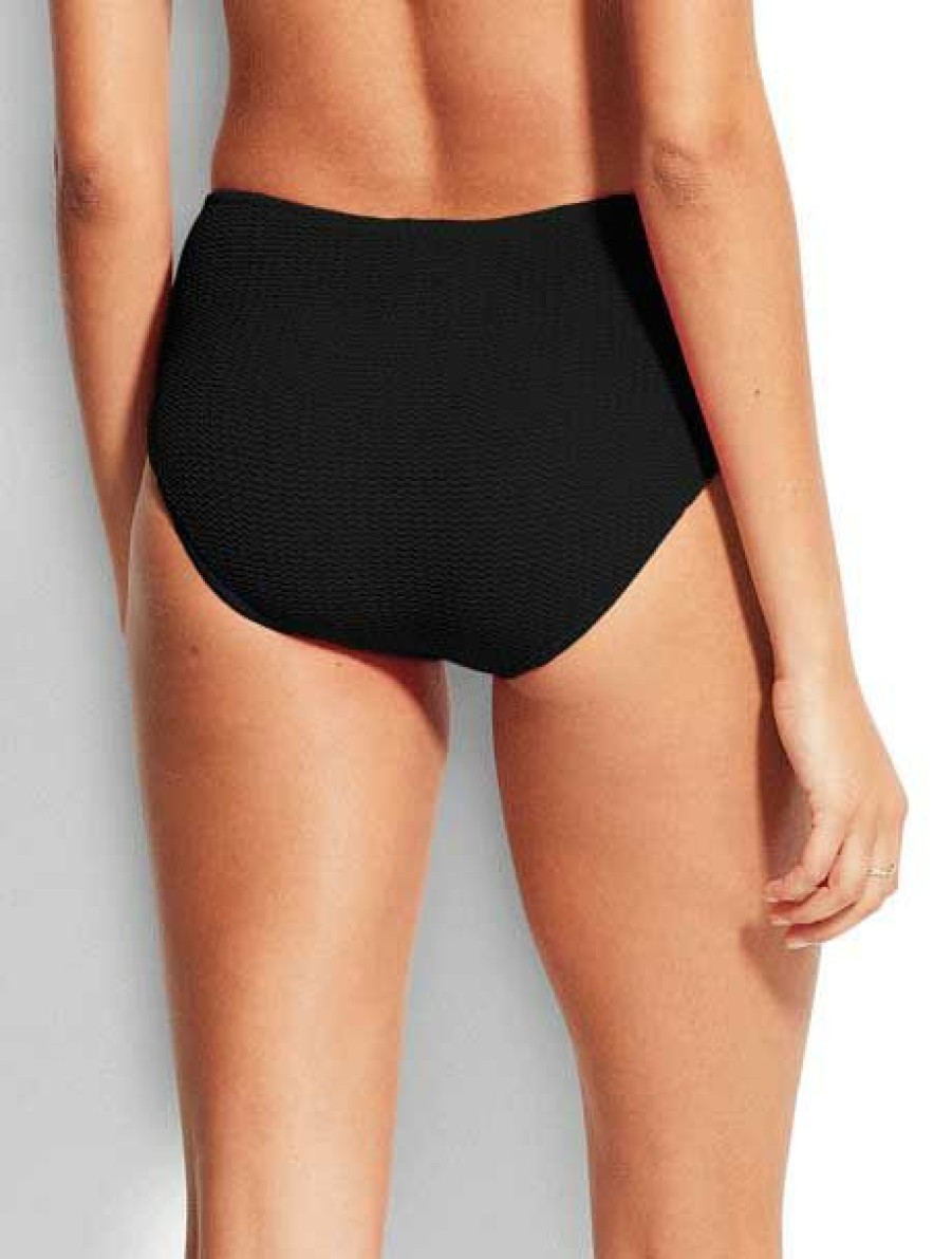 Women * | Low Price Seafolly: Sea Dive Wide Side Retro Pant Black