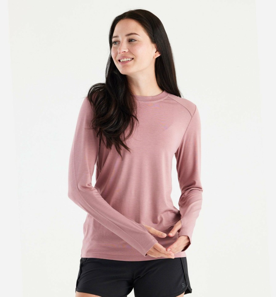 Women * | Attractive Free Fly: Women'S Bamboo Shade Long Sleve Ii Ash Rose