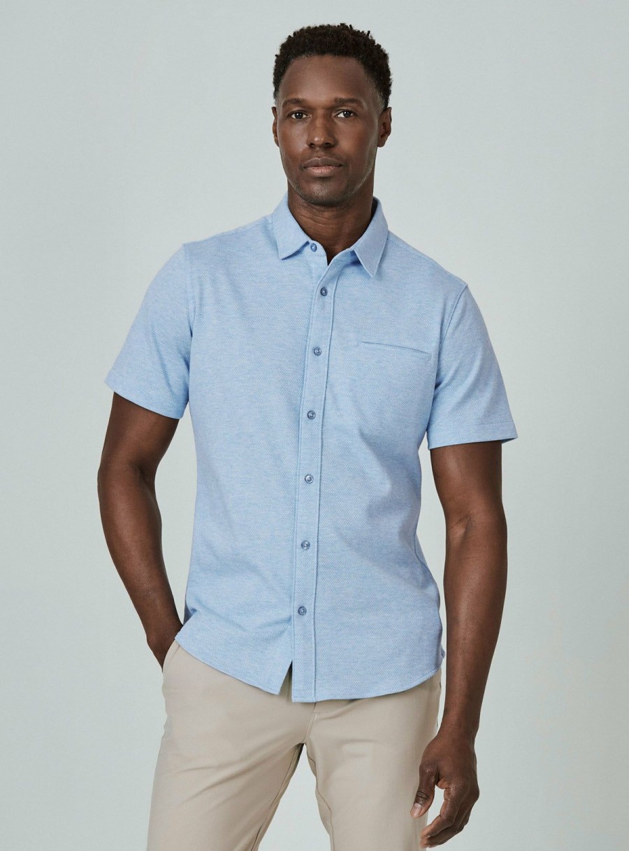 Men * | Exclusive Design 7 Diamonds: Seville Short Sleeve Shirt Lt.Blue