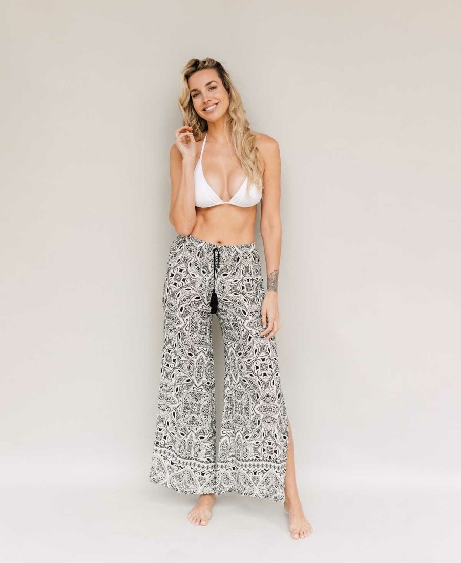 Clothing * | Sale Online J.Valdi: Bali Fly Away Beach Pant Blk/Ivry