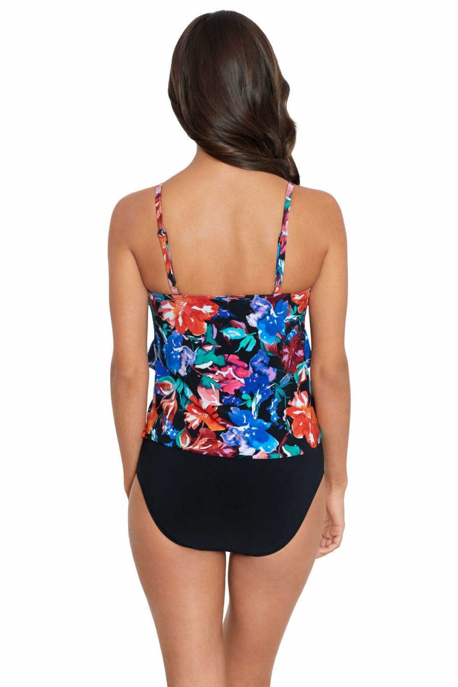 Women * | Store Magicsuit: Flower Child Rita Triple Tiered Tankini Top Black Multi