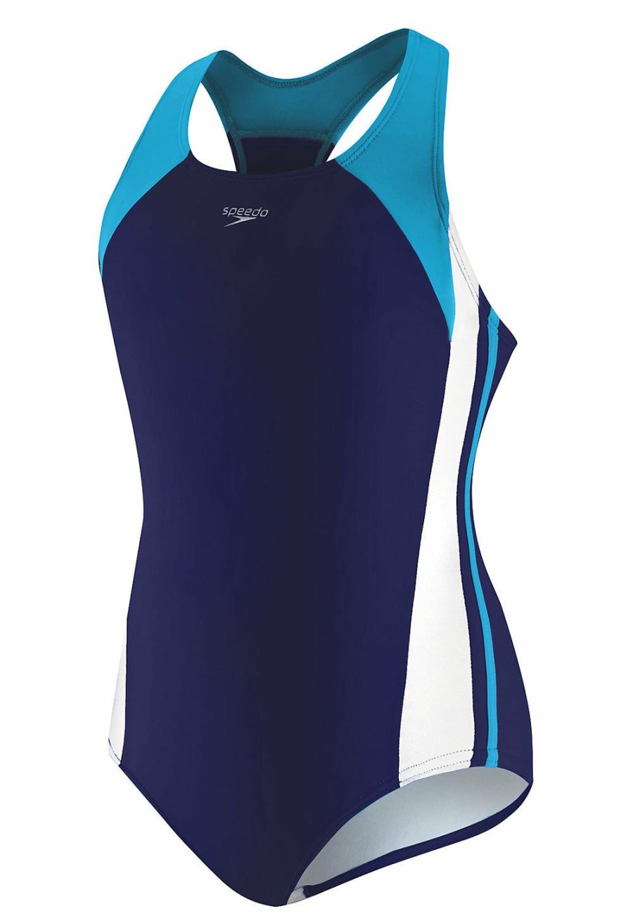 Kids * | Limited Edition Speedo: Girls One Piece Infinity Splice Tank Deep Water